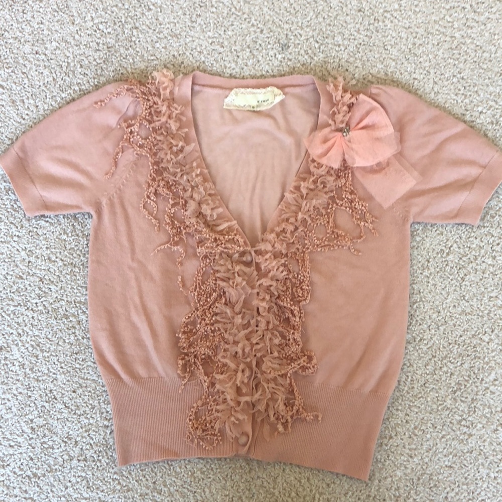 A’reve blush colored cardigan sweater